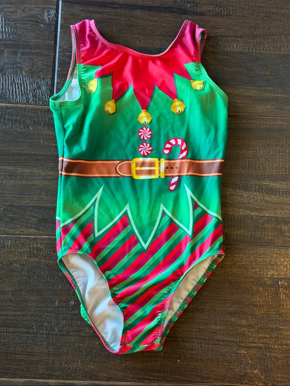 Destira Holiday Elf leotard: youth medium